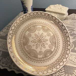 THRESHOLD NWT gold foil white mandala jewelry dish trinket tray